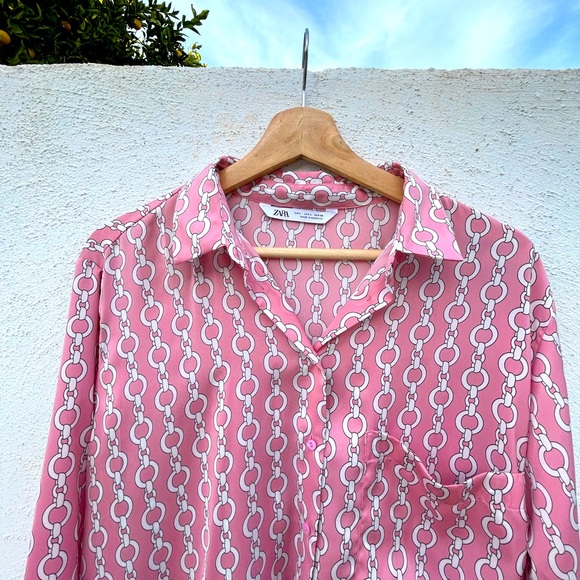 Zara Tops | Zara Pink Chain Blouse | Color: Pink - Picture 4 of 5